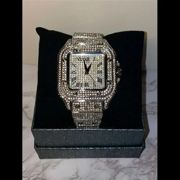 Mens Custom Fully Ice out Sport Iced Cz VVS Quality Stainless Steel Fully Bling